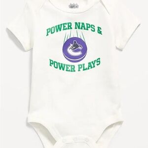 NHL White Baby Bodysuit with Green and Purple Graphic